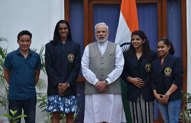 Sindhu, Sakshi, Dipa, and Jitu conferred with Rajiv Gandhi Khel Ratna Award
