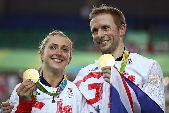 Jason Kenny and Laura Trott with their medals at Rio