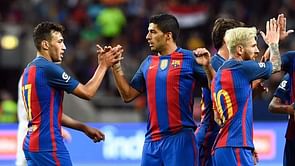 Luis Suarez swears at Drinkwater during friendly