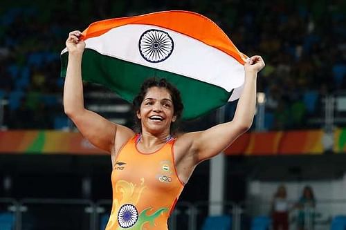 Sakshi Malik after winning the Bronze medal at the 2016 Rio Olympics