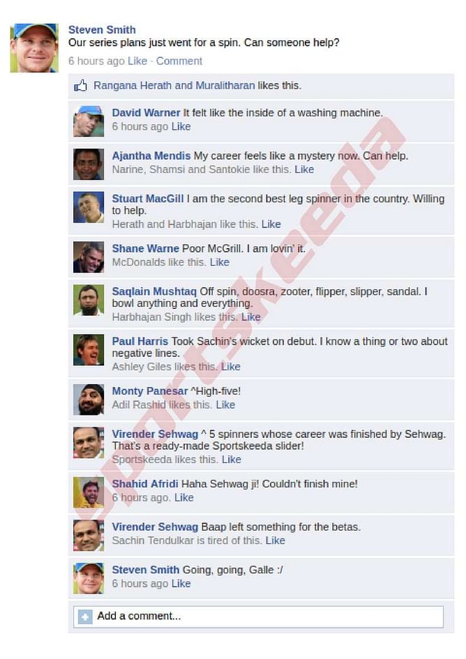 Fake FB Wall: Legendary spinners offer help to Steven Smith and gang