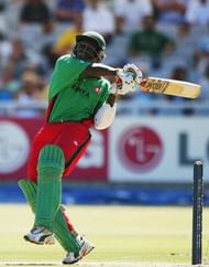 CAPE TOWN - MARCH 7: Kennedy Otieno of Kenya in action during the ICC Cricket World Cup Super Six game between Kenya and India at Newlands in Cape Town, South Africa on March 7, 2003. (Photo by Mike Hewitt/Getty Images)