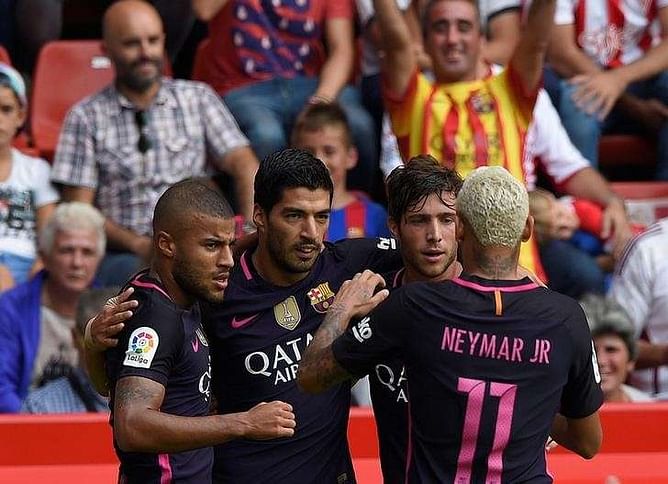 Barca cruise past Sporting Gijon without Messi