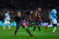 BARCELONA, SPAIN - MARCH 18: Marc-Andre Ter Stegen of FC Barcelona in action during the UEFA Champions League round of 16 second leg match between FC Barcelona and Manchester City at the Camp Nou stadium on March 18, 2015 in Barcelona, Spain. (Photo by David Ramos/Getty Images)