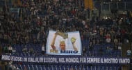 ROME, ITALY - MAY 15: SS Lazio fans show the banner to celebrate the Miroslav Klose farewell before the Serie A match between SS Lazio and ACF Fiorentina at Stadio Olimpico on May 15, 2016 in Rome, Italy. (Photo by Paolo Bruno/Getty Images)