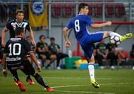 VELDEN, AUSTRIA - JULY 20: Oscar (R) of Chelsea in action against Daniel Offenbacher (R) of WAC RZ Pellets during the friendly match between WAC RZ Pellets and Chelsea F.C. at Worthersee Stadion on July 20, 2016 in Velden, Austria. (Photo by Srdjan Stevanovic/Getty Images)