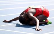 RIO DE JANEIRO, BRAZIL - AUGUST 15: Ruth Jebet of Bahrain celebrates winning the Women's 3000m Steeplechase final on Day 10 of the Rio 2016 Olympic Games at the Olympic Stadium on August 15, 2016 in Rio de Janeiro, Brazil. (Photo by Alexander Hassenstein/Getty Images)