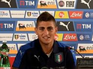BARI, ITALY - SEPTEMBER 03: Marco Verratti of Italy speaks with the media during a press conference at Stadio San Nicola on September 3, 2016 in Bari, Italy. (Photo by Claudio Villa/Getty Images)