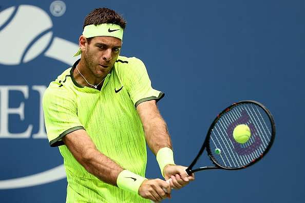 NEW YORK, NY - SEPTEMBER 05:  Juan Martin del Potro of Argentina returns a shot to against Dominic Thiem of Austria during his fourth round Men&#039;s Singles match on Day Eight of the 2016 US Open at the USTA Billie Jean King National Tennis Center on September 5, 2016 in the Flushing neighborhood of the Queens borough of New York City.  (Photo by Al Bello/Getty Images)