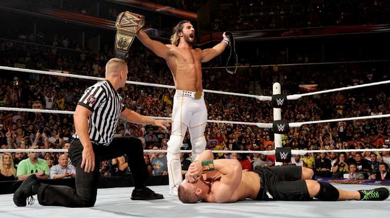 Seth Rollins beat John Cena at SummerSlam 2015 with a little help from Jon Stewart