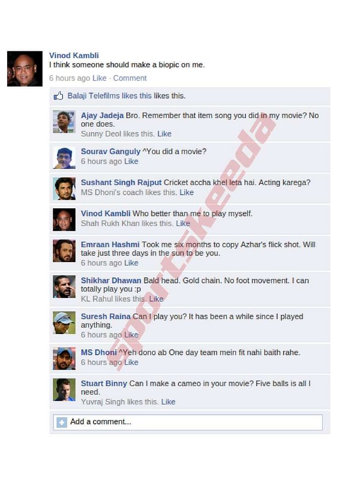 Fake FB Wall: Vinod Kambli demands a biopic on himself