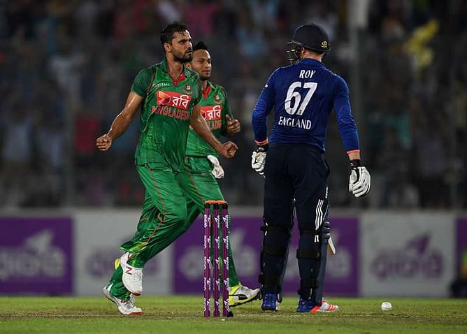 England defeated by Mashrafe Mortaza's all-round heroics at Mirpur