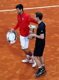 ROME, ITALY - MAY 15: Novak Djokovic of Serbiacongratulates Andy Murray of Great Britain on his win after the Mens Singles Final during day eight of The Internazionali BNL d'Italia 2016 on May 15, 2016 in Rome, Italy. (Photo by Matthew Lewis/Getty Images)