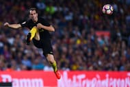BARCELONA, SPAIN - SEPTEMBER 21: Diego Godin of Club Atletico de Madrid clears the ball during the La Liga match between FC Barcelona and Club Atletico de Madrid at the Camp Nou stadium on September 21, 2016 in Barcelona, Spain. (Photo by David Ramos/Getty Images)