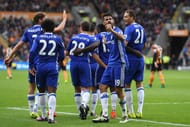 HULL, ENGLAND - OCTOBER 01: Diego Costa of Chelsea celebrates scoring his sides second goal with his team mates during the Premier League match between Hull City and Chelsea at KCOM Stadium on October 1, 2016 in Hull, England. (Photo by Shaun Botterill/Getty Images)