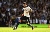 LONDON, ENGLAND - OCTOBER 02: Kyle Walker of Tottenham Hotspur takes the ball forward during the Premier League match between Tottenham Hotspur and Manchester City at White Hart Lane on October 2, 2016 in London, England. (Photo by Dan Mullan/Getty Images)