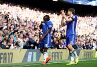 LONDON, ENGLAND - OCTOBER 15: Victor Moses of Chelsea celebrates scoring his sides third goal during the Premier League match between Chelsea and Leicester City at Stamford Bridge on October 15, 2016 in London, England. (Photo by Ian Walton/Getty Images)