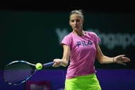 SINGAPORE - OCTOBER 22: Karolina Pliskova of Czech Republic practices prior to the BNP Paribas WTA Finals Singapore at Singapore Sports Hub on October 22, 2016 in Singapore. (Photo by Clive Brunskill/Getty Images)