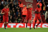 LIVERPOOL, ENGLAND - OCTOBER 22: Philippe Coutinho of Liverpool celebrates his goal during the Premier League match between Liverpool and West Bromwich Albion at Anfield on October 22, 2016 in Liverpool, England. (Photo by Jan Kruger/Getty Images)