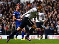 LONDON, ENGLAND - OCTOBER 29: Vincent Janssen of Tottenham Hotspur (C) celebrates scoring his sides first goal during the Premier League match between Tottenham Hotspur and Leicester City at White Hart Lane on October 29, 2016 in London, England. (Photo by Dan Mullan/Getty Images)
