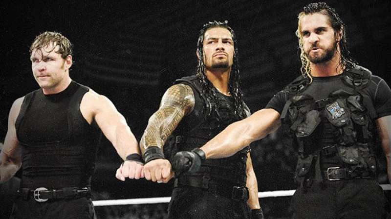 Dean Ambrose (left), Roman Reigns ( centre ) and Seth Rollins formed the Shield