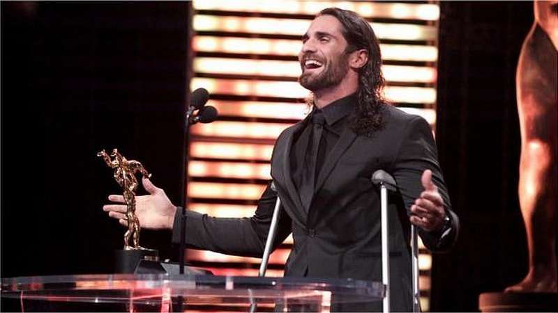 Seth Rollins winning the Superstar of the Year 2015 at the Slammy Awards