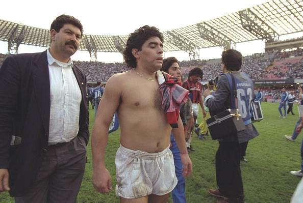 21 Oct 1990:  Portrait of Diego Maradona of Napoli after a match against AC Milan at the San Paolo Stadium in Naples, Italy. \ Mandatory Credit: Simon  Bruty/Allsport