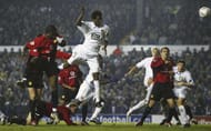 LEEDS, ENGLAND - OCTOBER 28: Jose Roque Junior of Leeds scores the first goal during the Carling Cup, third round match between Leeds United and Manchester United at Elland Road on October 28, 2003 in Leeds, England. (Photo by Laurence Griffiths/Getty Images)
