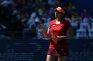 WUHAN, CHINA - OCTOBER 3: Sania Mirza of India looks on during the doubles final match with Martina Hingis of Switzerland against Irina-Camelia Begu of Romania and Monica Niculescu of Romania on Day 7 of 2015 Dongfeng Motor Wuhan Open at Optics Valley International Tennis Center on October 3, 2015 in Wuhan, China. (Photo by Zhong Zhi/Getty Images)