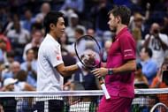 NEW YORK, NY - SEPTEMBER 09: Stan Wawrinka (R) of Switzerland shakes hands with Kei Nishikori (L) of Japan after their Men's Singles Semifinal Match on Day Twelve of the 2016 US Open at the USTA Billie Jean King National Tennis Center on September 9, 2016 in the Flushing neighborhood of the Queens borough of New York City. (Photo by Mike Hewitt/Getty Images)
