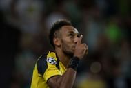 LISBON, PORTUGAL - OCTOBER 18: Pierre Aubameyang of Borussia Dortmund celebrates after scores a goal against SC Sporting during the UEFA Champions League match between SC Sporting and Borussia Dortmund at Estadio Jose Alvalade on October 18, 2016 in Lisbon, Lisboa. (Photo by Octavio Passos/Getty Images)