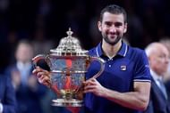 BASEL, SWITZERLAND - OCTOBER 30: Marin Cilic of Croatia holds the trophy as he celebrates his victory during the Swiss Indoors ATP 500 tennis tournament final match against Kei Nishikori of Japan at St Jakobshalle on October 30, 2016 in Basel, Switzerland. (Photo by Harold Cunningham/Getty Images)