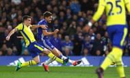 LONDON, ENGLAND - NOVEMBER 05: Marcos Alonso of Chelsea (C) scores his sides second goal during the Premier League match between Chelsea and Everton at Stamford Bridge on November 5, 2016 in London, England. (Photo by Clive Rose/Getty Images)