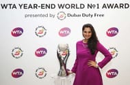 SINGAPORE - OCTOBER 25: WTA Year-End World No.1 Doubles player Sania Mirza of India poses during day 3 of the BNP Paribas WTA Finals Singapore at Singapore Sports Hub on October 25, 2016 in Singapore. (Photo by Julian Finney/Getty Images)
