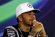 ABU DHABI, UNITED ARAB EMIRATES - NOVEMBER 24: World Drivers Championship contender Lewis Hamilton of Great Britain and Mercedes GP during a press conference with Nico Rosberg of Germany and Mercedes GP during previews for the Abu Dhabi Formula One Grand Prix at Yas Marina Circuit on November 24, 2016 in Abu Dhabi, United Arab Emirates. (Photo by Clive Mason/Getty Images)