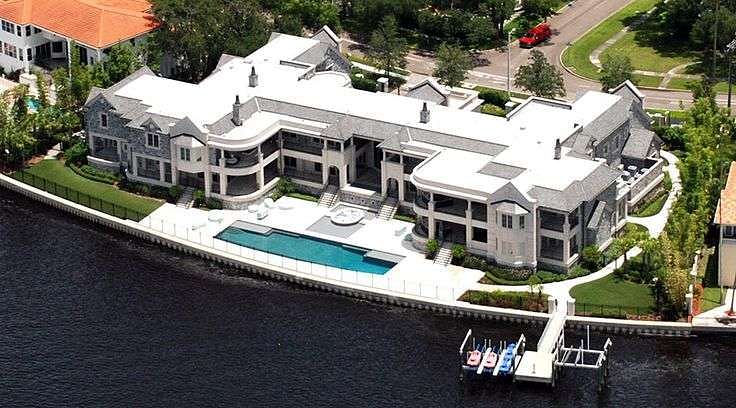 An aerial view of the magnificent Tampa Bay mansion where Nikki Bella resides with her boyfriend John Cena
