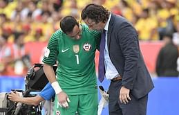 Claudio Bravo injured helping Chile draw 0-0 in Colombia