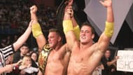 Rene Dupree pictured with Sylvain Grenier after winning the tag team titles