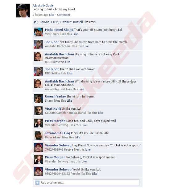 Fake FB Wall: Alastair Cook is a dejected man after losing the second Test