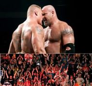 Lesnar and Goldberg face off before their match at WM XX.