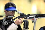 DELHI, INDIA - OCTOBER 05: Abhinav Bindra of India competes during the Pairs 10m Air Rifle at Dr Karni Singh Shooting Range during day two of the Delhi 2010 Commonwealth Games on October 5, 2010 in Delhi, India. (Photo by Graham Crouch/Getty Images)