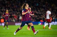 BARCELONA, SPAIN - MARCH 02: Carles Puyol celebrates after scoring his team's third goal during the La Liga match between FC Barcelona and UD Almeria at Camp Nou on March 2, 2014 in Barcelona, Spain. (Photo by Alex Caparros/Getty Images)