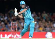 BRISBANE, AUSTRALIA - JANUARY 08: Chris Lynn of the Heat plays a shot during the Big Bash League match between the Brisbane Heat and the Adelaide Strikers at The Gabba on January 8, 2016 in Brisbane, Australia. (Photo by Bradley Kanaris/Getty Images)