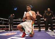 LONDON, ENGLAND - APRIL 30: Vijender Singh celebrates victory over Matiouze Royer afterthe International Middleweight Contest between Vijender Singh and Matiouze Royer at Copper Box Arena on April 30, 2016 in London, England. (Photo by Alex Morton/Getty Images)