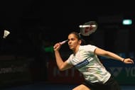 SYDNEY, AUSTRALIA - JUNE 10: Saina Nehwal of India plays a shot as she competes in 2016 Australian Badminton Open quarterfinal match against Ratchanok Intanon of Thialand at Sydney Olympic Park Sports Centre on June 10, 2016 in Sydney, Australia. (Photo by Mark Kolbe/Getty Images)