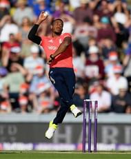 SOUTHAMPTON, ENGLAND - JULY 05: Chris Jordan of England bowls during the Natwest International T20 match between England and Sri Lanka at Ageas Bowl on July 5, 2016 in Southampton, England. (Photo by Gareth Copley/Getty Images)