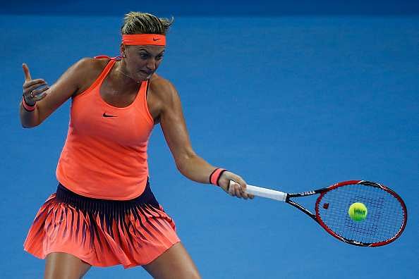 BEIJING, CHINA - OCTOBER 07:  Petra Kvitova of the Czech Republic returns a shot against Madison Keys of the United States during her Women&#039;s Singles Quarter Finals match on day seven of the 2016 China Open at the China National Tennis Centre on October 7, 2016 in Beijing, China.  (Photo by Etienne Oliveau/Getty Images)
