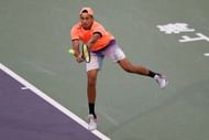 SHANGHAI, CHINA - OCTOBER 12: Nick Kyrgios of Australia returns a shot against Mischa Zverev of Germany during the Men's singles second round match on day four of Shanghai Rolex Masters at Qi Zhong Tennis Centre on October 12, 2016 in Shanghai, China. (Photo by Lintao Zhang/Getty Images)