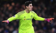 LONDON, ENGLAND - NOVEMBER 26: Thibaut Courtois of Chelsea celebrates his team's second goal during the Premier League match between Chelsea and Tottenham Hotspur at Stamford Bridge on November 26, 2016 in London, England. (Photo by Shaun Botterill/Getty Images)