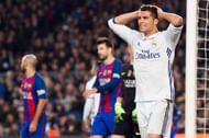 BARCELONA, SPAIN - DECEMBER 03: Cristiano Ronaldo of Real Madrid CF reacts during the La Liga match between FC Barcelona and Real Madrid CF at Camp Nou stadium on December 3, 2016 in Barcelona, Spain. (Photo by Alex Caparros/Getty Images)